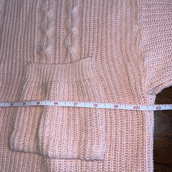 Vintage Avon Fashions Peach Cotton Tunic Sweater Sz M Cable Knit Pocket 80s Warm - Picture 7 of 8
